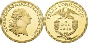 Medaillen Deutschland - Geographisch: Brandenburg - Ansbach, Christian Friedrich Karl Alexander, Goldmedaille 1976, 29,64 g, gepunzt ”900”, 40 mm, mit...