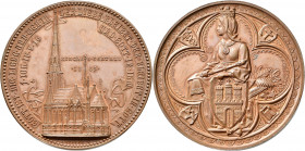 Medaillen Deutschland - Geographisch: Hamburg: Bronzemedaille 1885 von J. Lorenz auf die Einweihung der St. Gertruden Kirche. Ansicht der Kirche, Umsc...