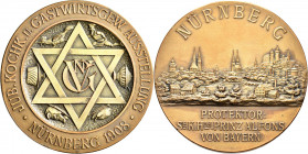 Medaillen Deutschland - Geographisch: Nürnberg: Bronzemedaille 1908 von Lauer, auf die Kochkunst und Gastwirtschaftsgewerbe-Ausstellung. Ansicht von N...