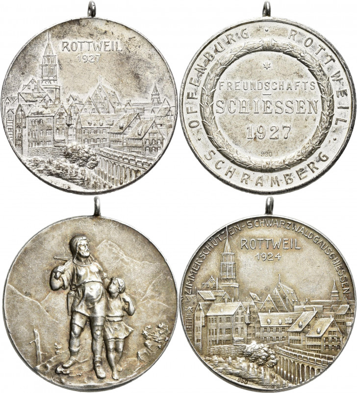 Medaillen Deutschland - Geographisch: Rottweil: Lot 2 Stück, Silbermedaille 1924...
