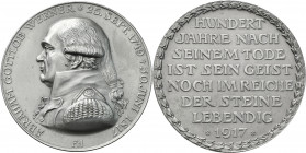 Medaillen Deutschland - Geographisch: Sachsen (Bergbau): Eisenmedaille 1917, Stempel von F. W. Hörnlein, auf den 100. Todestag des Präsidenten der Ges...