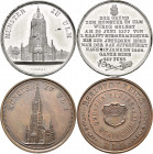 Medaillen Deutschland - Geographisch: Ulm, Zinnmedaille o.J. (um 1844) von J.J. Neuss auf die Renovierung des Ulmer Münster. Westfassade des Doms / 10...