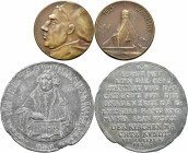 Medaillen - Religion: Reformation: Lot 3 Stück, Bleigußmedaille 1630 von S. Dadler, auf die 100 Jahrfeier der Reformation, 54 mm, 37,1 g / Zinnmedaill...
