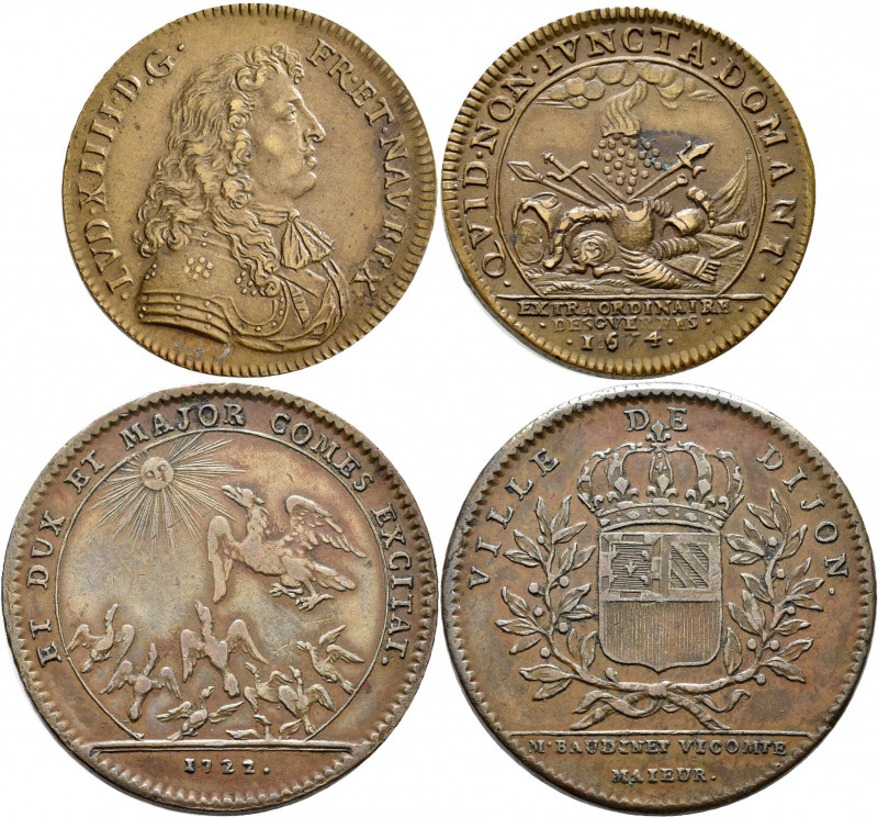 Medaillen: Lot 4 Stück, Frankreich Jeton 1674 und 1772, , Harz Rechenpfennig 177...