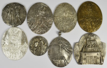 Medaillen - Religion: Lot 8 Medaillen von Max Faller (1927-2012) überwiegend mit Religionsmotiven aus Weißmetallguss.
 [differenzbesteuert]