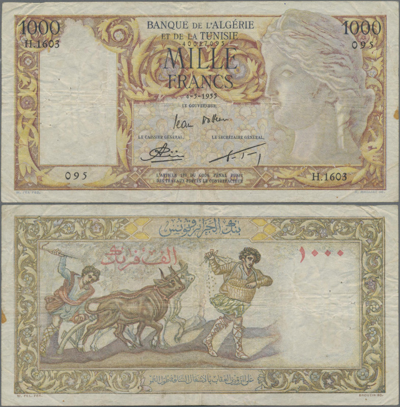Algeria: Banque de l'Algérie et de la Tunisie 1000 Francs 1955, P.107b, still ni...