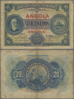 Angola: 20 Escudos 1921, P.59, small border tears, tiny hole at center. Condition: F. Very Rare!
 [differenzbesteuert]