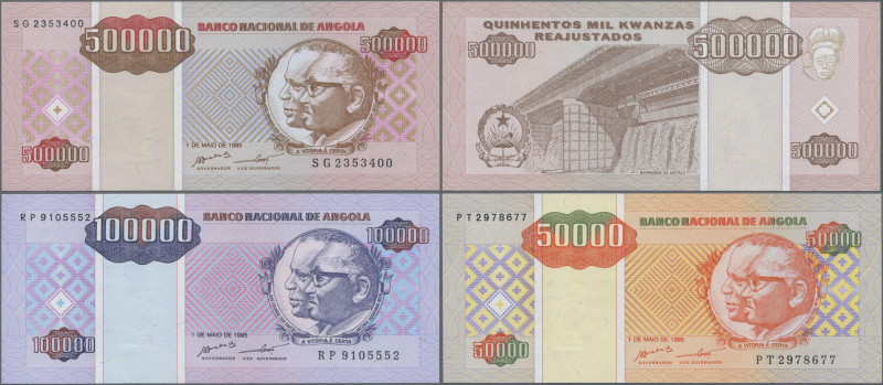 Angola: Banco de Angola and Banco Nacional de Angola, lot with 5 banknotes 50 an...