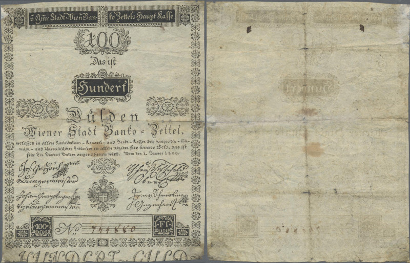 Austria: Wiener Stadt-Banco Zettel 100 Gulden 01.01.1800, P.A35, still nice with...