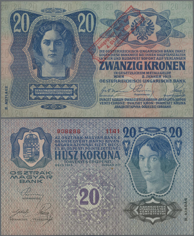 Austria: Oesterreichisch-ungarische Bank 20 Kronen, II. Auflage with addtional o...