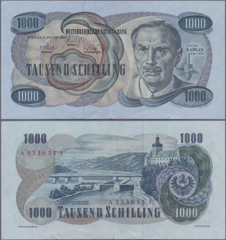 Austria: Oesterreichische Nationalbank 1000 Schilling 1961, P.141, Viktor Kaplan...