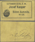 Austria: Notgeld 1848 - 1869, Böhm. Kamnitz, Josef Kasper, 25 Kr. Ö. W. (Österreichische Währung), o. D. (ca. 1860), Erh. III
 [differenzbesteuert]...