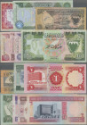 Bahrain: Bahrain Monetary Agency, lot with 7 banknotes L.1964 – ND(1998), compring 100 Fils (P.1, F/F- with graffiti), 1 Dinar (P.8, UNC), 10 Dinars (...