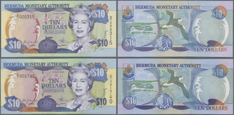 Bermuda: Bermuda Monetary Authority pair with 10 Dollars 24th May 2000 with seri...