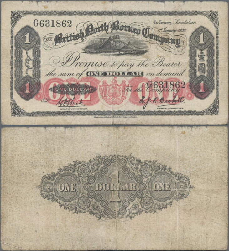 British North Borneo: The British North Borneo Company 1 Dollar 1936, P.28, marg...