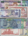Brunei: set of 8 banknotes containing the following Pick numbers: P. 6, 8, 13, 21, 22, 23, VF to UNC, nice set. (8 pcs)
 [zzgl. 19 % MwSt.]