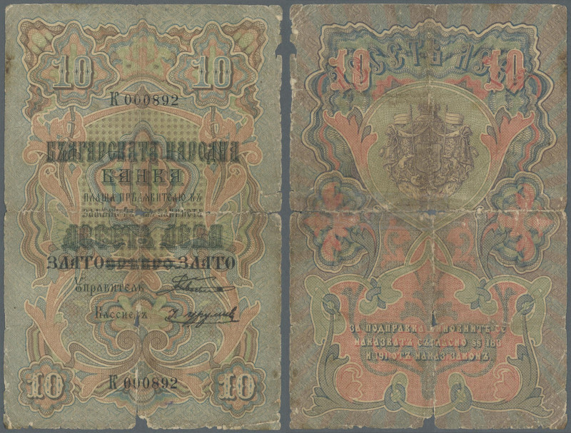 Bulgaria: 10 Gold Leva ND(1907), P.8 Word ”СРѢБРО” (Srebro = Silver) in denomina...
