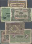 Bulgaria: Set of 3 different banknotes containing 5 Leva ND(1917) P. 21 (VF), 10 Leva ND(1917) P. 22 (VF-) and 20 Leva ND(1916) P. 18 (F), nice set. (...