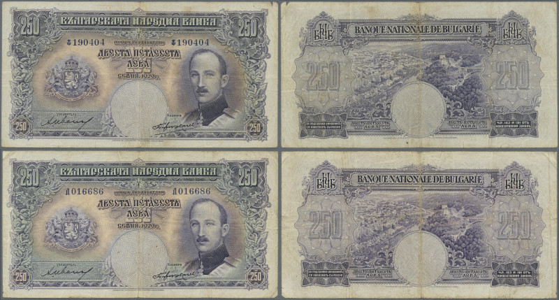 Bulgaria: pair of the 250 Leva 1929, P.51, both notes in Fine condition with sta...