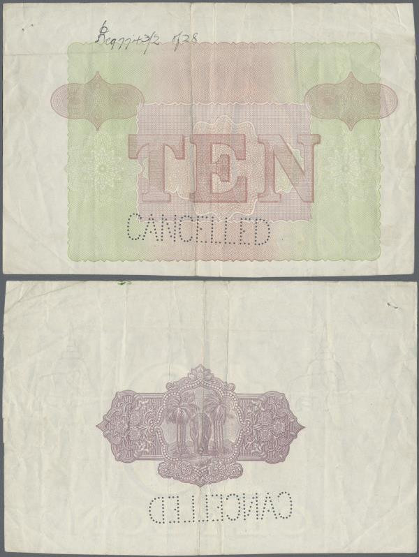 Ceylon: Vignette Proof print for 10 Rupees P. 24p in lilac color, on watermarked...