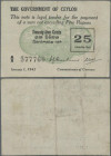 Ceylon: The Government of Ceylon 25 Cents 1942, P.40, still nice with two taped tears, previously mounted and some folds, Condition: F.
 [zzgl. 19 % ...