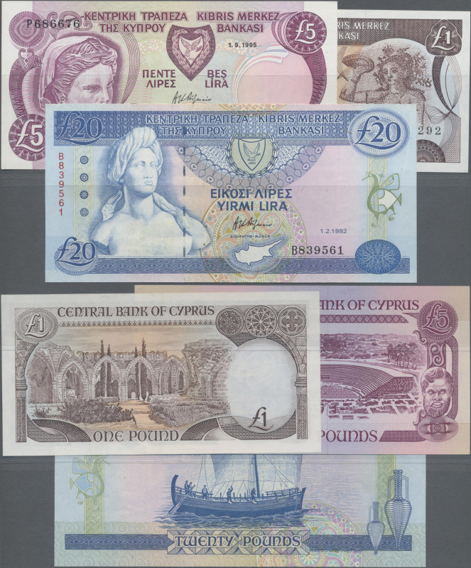 Cyprus: Central Bank of Cyprus, lot with 17 banknotes series 1987 – 1995, compri...