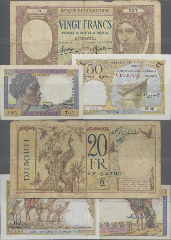 Djibouti: Very nice set with 3 banknotes, containing Banque de l'Indochine – Fre...