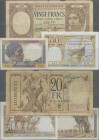 Djibouti: Very nice set with 3 banknotes, containing Banque de l'Indochine – French Somaliland 10 Francs ND(1946) (P.19, VF), 20 Francs ND(1928-38) (P...