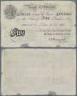 Great Britain: Bank of England 5 Pounds 1934, signature K.O.Peppiat, BERNHARD forgery with prefix A/134 and serial # 90741, P.335ax, missing parts at ...
