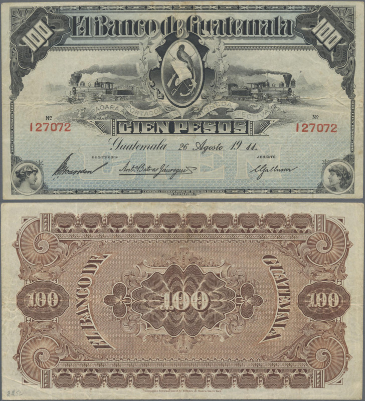 Guatemala: El Banco de Guatemala 100 Pesos 1911, P.S147c, very nice condition wi...
