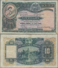Hong Kong: Hong Kong & Shanghai Banking Corporation 10 Dollars 1st July 1949, P.179A, small tears at center and a few tiny spots, Condition: F/F-.
 [...