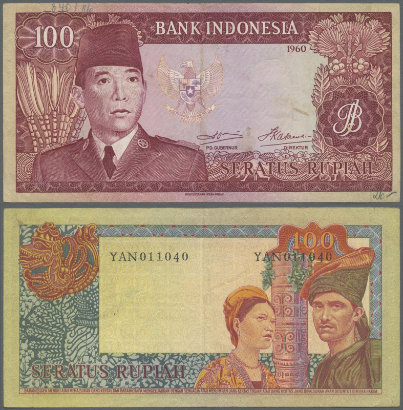 Indonesia: 100 Rupiah 1960, P.86a, printer Pertjetakan Kebajoran, lightly staine...