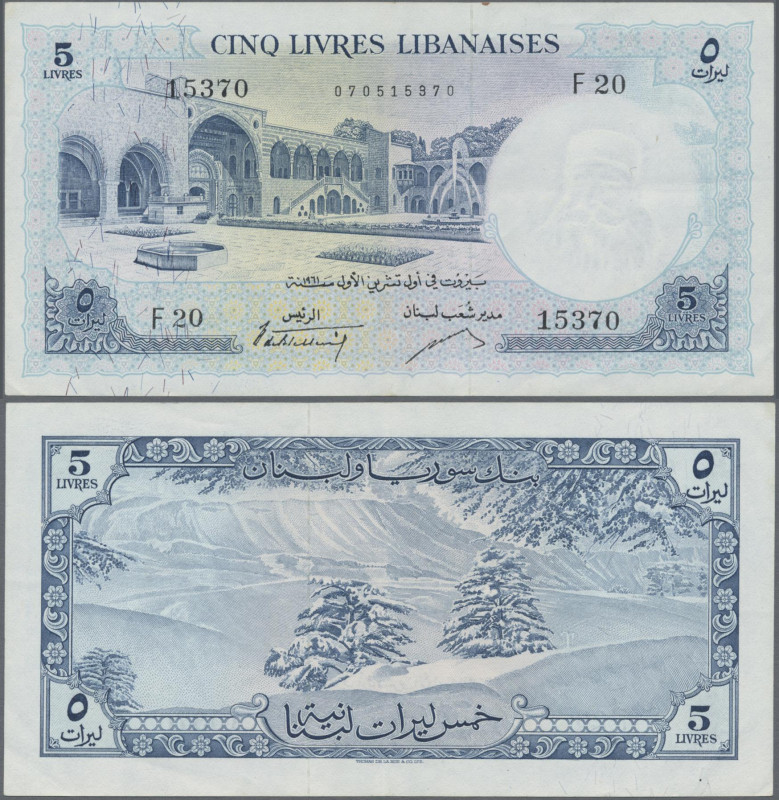 Lebanon: Banque de Syrie et du Liban 5 Livres 1961, P.56b, very nice condition w...