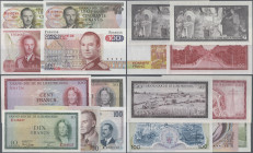 Luxembourg: Grand-Duché de Luxembourg and Banque Internationale à Luxembourg, nice set with 9 banknotes, comprising 100 Francs 1968 (P.14, UNC), 100 F...