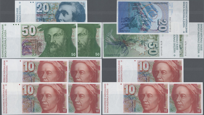 Switzerland: Nice lot with 10 uncirculated banknotes series 1986/1987, comprisin...