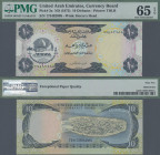 United Arab Emirates: United Arab Emirates Currency Board 10 Dirhams ND(1973), P.3, excellent condition and PMG graded 65 Gem Uncirculated EPQ.
 [zzg...