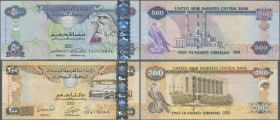 United Arab Emirates: United Arab Emirates Central Bank pair with 200 Dirhams 2008 (P.31b, VF+/XF) and 500 Dirhams 2008 (P.32c, VF/VF+). (2 pcs.)
 [d...