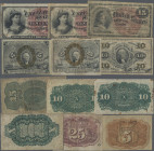 United States of America: Very nice lot with 6 pcs. Fractional Currency, 1863 series, comprising 5 Cents (P.101a, F/F+), 25 Cents (P.103b, F/F-), 10 C...