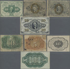 United States of America: United States Treasury – Postage Currency, lot with 4 banknotes series 1862 – 1868, including 10 Cents 1862 (P.98c, F), 5 Ce...