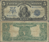 United States of America: United States Treasury – Silver Certificate 5 Dollars 1899 with blue seal and signatures: Teehee & Burke, P.340, toned paper...