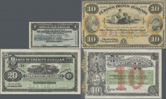 Uruguay: Very nice lot of regional banknotes Uruguay, comprising for EL BANCO DE CREDITO AUXILIAR 4 Centesimos and 2x 20 Pesos remainder 1887 (P.S161r...