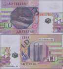 Testbanknoten: This item is a very rare and sought for Polymer Euro Test Banknote, a ”LD” Test Note printed on polymer substrate with ”cube” window in...