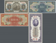 China: Small collectors album with 24 banknotes China with duplicates, consisting for example Bank of Communications 5 Yuan 1914 (P.117n, UNC), The Ce...