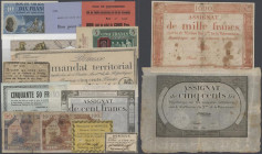 France: Huge collection of France Assignates, regional Notgeld, Bon de Solidarité, Tresor issues and some other documents and checks in 3 collectors b...