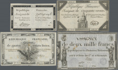 France: Nice collection with 14 French Assignates, comprising for example 50 Livres 1792 (P.A72, F), 400 Livres 1792 (P.A73, F with rusty spots and ti...