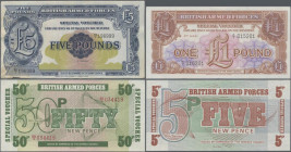 Great Britain: Giant lot with 5800 banknotes, comprising 200x 5 Pounds P.M23 (VF), 1000x 1 Pound P.M22 (UNC), 1000x 1 Pound P.M29 (UNC), 700x 1 Pound ...
