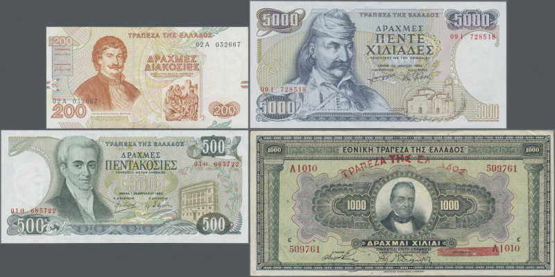 Greece: Lot with 74 banknotes 1926 – 1996 and one obligation bond 1929, comprisi...