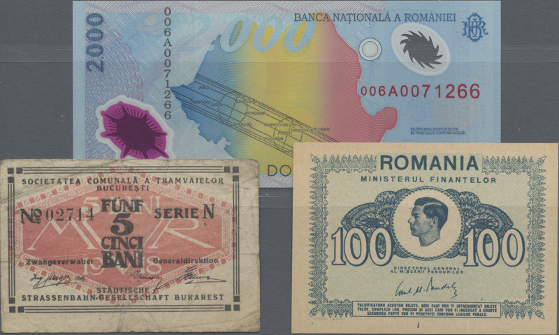 Romania: Lot with 17 banknotes 1940 – 2000 in XF to UNC condition, comprising fo...