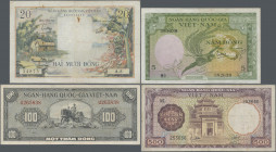 South Vietnam: National Bank of Vietnam, lot with 34 banknotes series 1956 – 1972, comprising for example 5 Dong ND(1955) (P.2, VF), 20 Dong ND(1956) ...