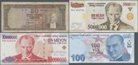 Turkey: Turkey Republic, giant lot with 48 banknotes series 1968 – 2009, comprising for example 50 Lira L.1970 ND(1971-1982) (P.187Aa, VG/F-), 500 Lir...